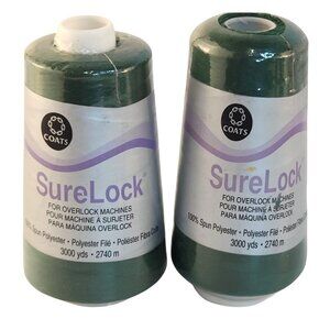 Coats SureLock Serger Thread Spools Spruce Green 100% Polyester 3000 Yards Each.